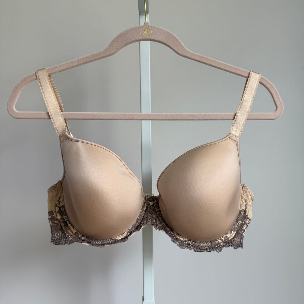 Wacoal Bra Size 38D Beige with Brown‎ Lace